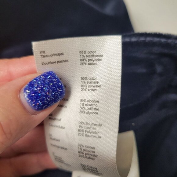 Maje Women's 28 Dark Navy Blue Velvet High Rise Slim Fit Stretch Designer Pants - Picture 9 of 9